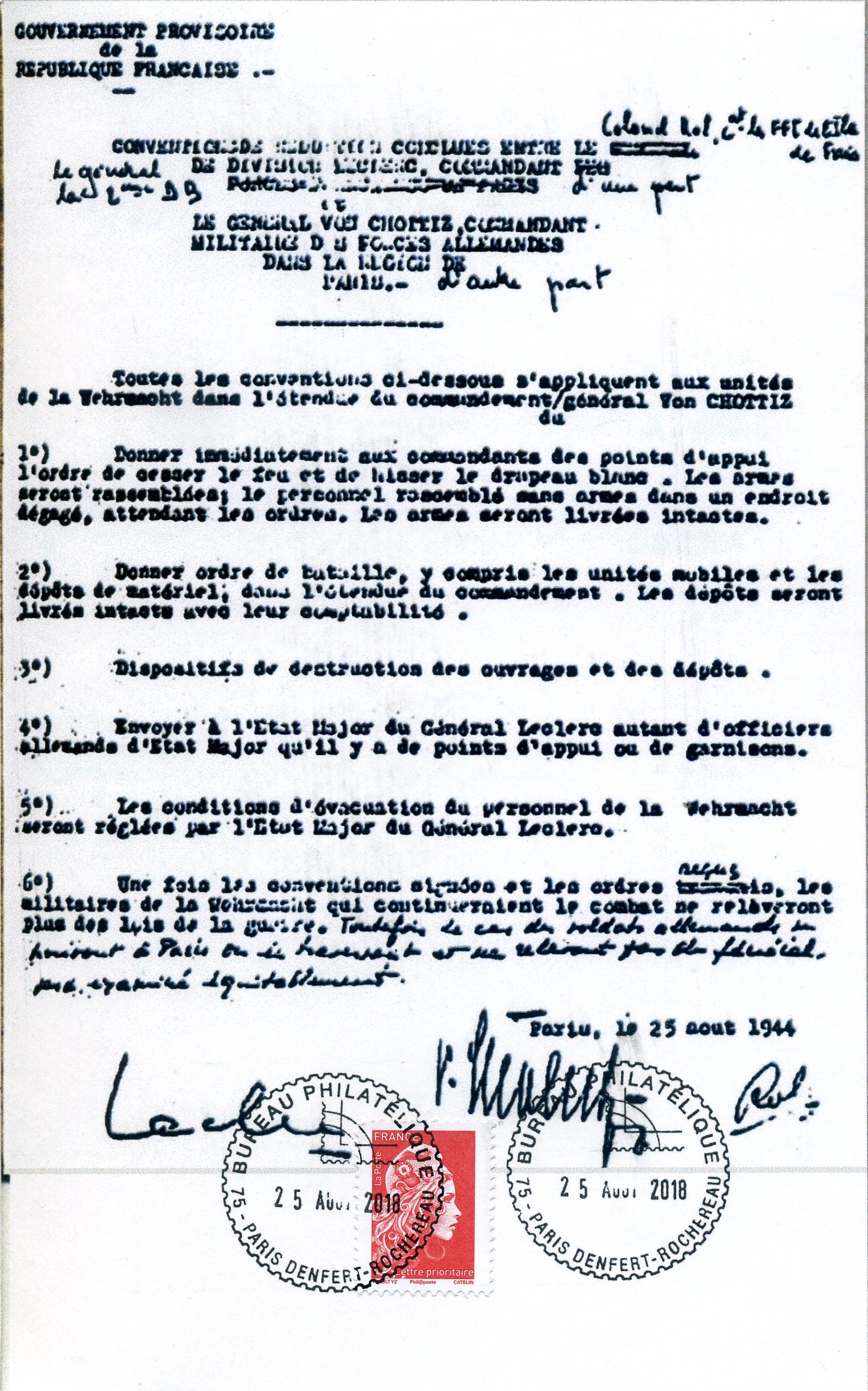 75 - Convention de reddition du gnral Von Choltitz