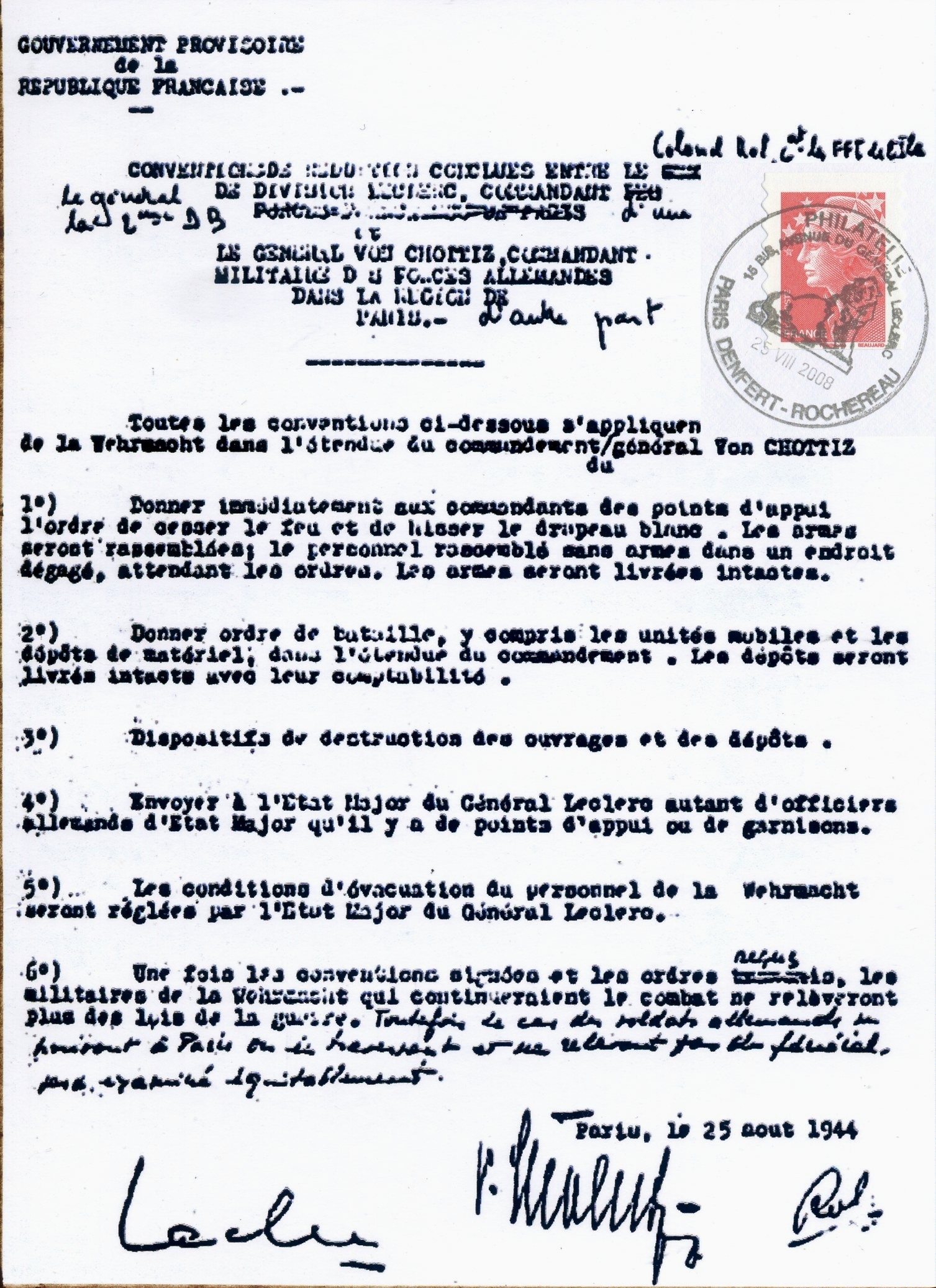 71 - Convention de reddition du gnral Von Choltitz